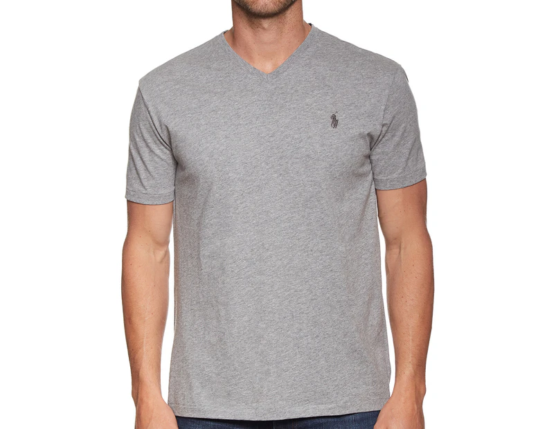 Polo Ralph Lauren Men's V-Neck Tee / T-Shirt / Tshirt - Grey Heather