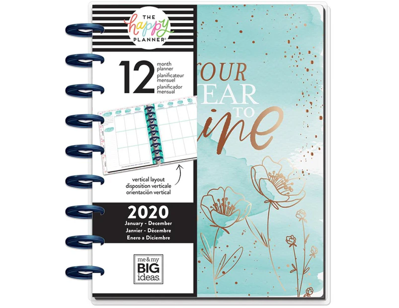 Me & My Big Ideas Happy Planner 12-Month Dated Classic Planner 9.25 inchX7 inch Year To Shine, Jan - Dec 2020
