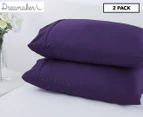 Dreamaker 250TC Plain Dyed Standard Pillowcase Twin Pack - Plum