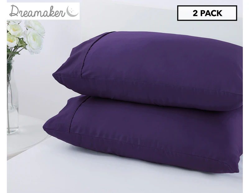 Dreamaker 250TC Plain Dyed Standard Pillowcase Twin Pack - Plum