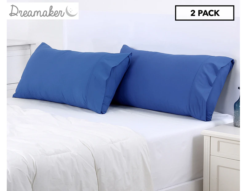 Dreamaker 48x90cm Plain Dyed King Pillowcase 2-Pack - Marine