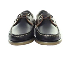 Dek Mens Moccasin Boat Shoes (Navy Blue/Brown Leather) - DF676