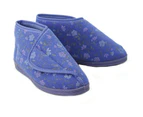 Comfylux Womens Andrea Floral Bootee Slippers (Blue) - DF505