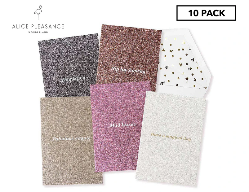 Alice Pleasance Wonderland Glitter Greeting Cards 10-Pack