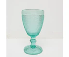19 piece set Regal embossed patterned glass drink collection  (wine, water, dessert, water / cocktail jug) - teal