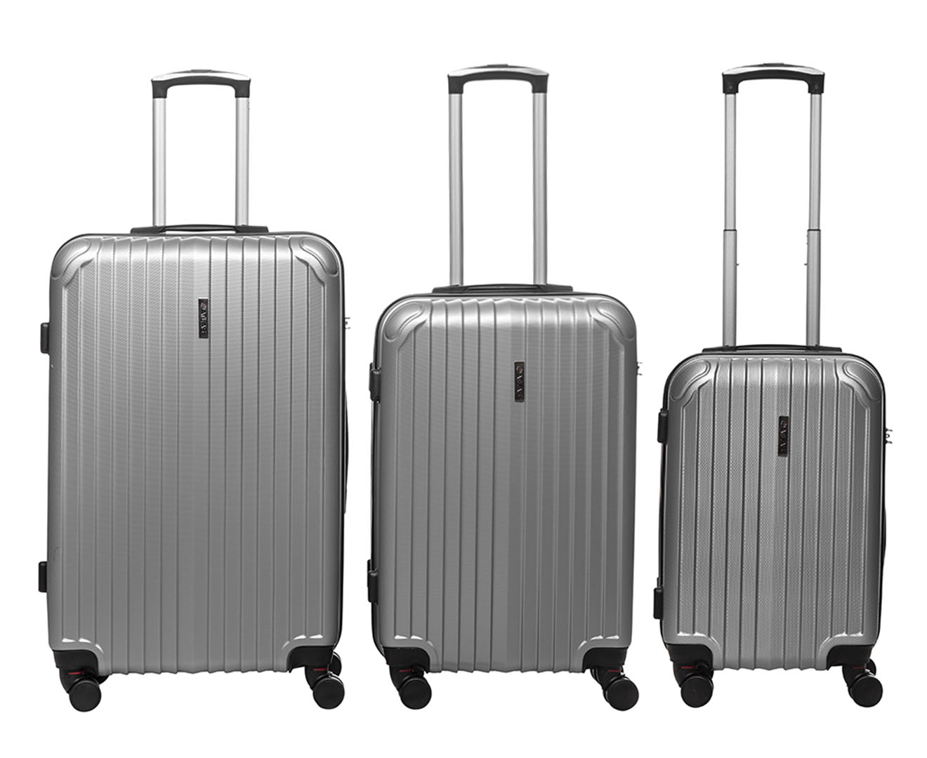 Atlas Hard Shell 3-Piece Luggage Set - Silver | Catch.com.au