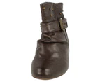 Cutie Girls Flat Buckle Strap Studded Ankle Boots (Brown) - KM188