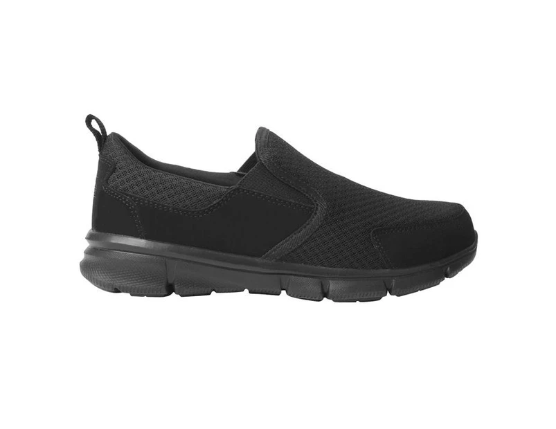 Slazenger Mens Zeal Slip On Trainers Sneakers Textile Memory Foam Everyday Shoes - Black/Black
