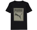 Puma Boys Box QT Tshirt Tee Top Short Sleeve Crew Neck - Black/Grey