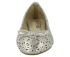 Spot On Womens Slip On Summer Ballerina Shoes (Silver) - KM415