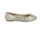 Spot On Womens Slip On Summer Ballerina Shoes (Silver) - KM415