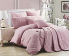 Double Size - Dusty Pink Marguerite Quilt Cover Set - Lightly Quilted
