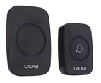 One to Two Wireless Doorbells Home Music Digital Doorbell Long Distance Doorbell Black and White Smart Sensor-BLACK