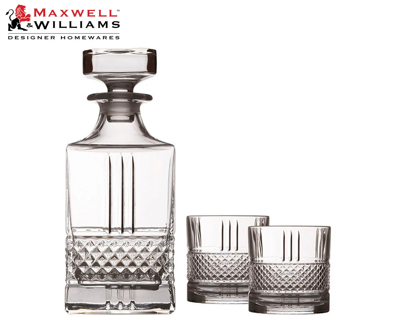 Set of 3 Maxwell & Williams 750mL/270mL Verona Crystal Whisky Set