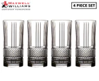 Set Of 4 Maxwell & Williams 315mL Verona Crystal High Ball Glasses