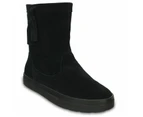 Crocs LodgePoint Women's Suede Leather Pull On Boots Ladies Shoes - Black - Black
