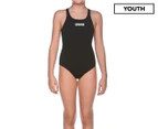 Arena Girls' True Sport Solid Swim Pro One Piece Swimsuit - Black/White
