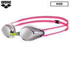 Arena Kids' Tracks Mirror Racing Goggles - Silver/White/Fuchsia