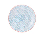 Nicola Spring Patterned Dinner Plate - 26cm  - Blue / Orange Print Design