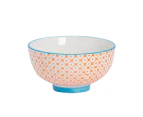 Nicola Spring Hand Printed Rice Bowl - Japanese Style Porcelain Dessert Cereal Dish - 12cm - Orange