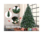 Jingle Jollys 8FT 2.4M Christmas Tree Baubles Balls Xmas Decorations Green Home Decor 1400 Tips Green Snowy Silver