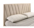 Eliving Upholstered Fabric Platform Bed Base Frame in Beige