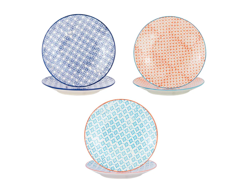 Nicola Spring Patterned Side, Dessert & Cake Plates - 3 Designs, 18 cm - Set of 6