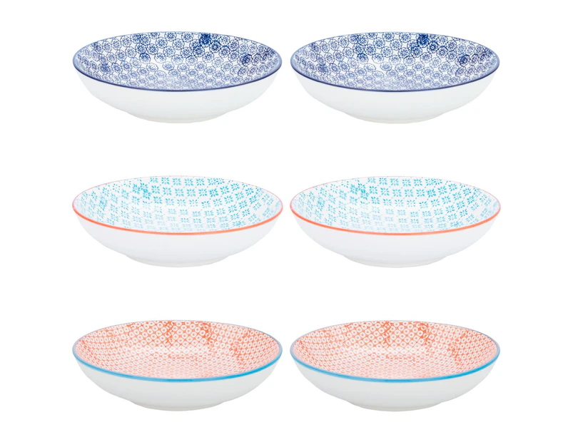 Nicola Spring Patterned Porcelain Pasta Bowls - 3 Designs - Set of 6
