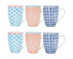Nicola Spring Patterned Coffee Tea Mugs - 360ml - 3 Designs - Set of 6