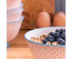 Nicola Spring Patterned Cereal Bowls, Orange/Blue Print Design - 15cm - Set of 6