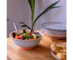 Nicola Spring Patterned Salad & Fruit Ceramic Serving Bowl, 20cm - Blue/Orange Design