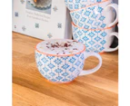 Nicola Spring Patterned Vintage Style Tea Cups, Cappuccino, Coffee - 3 Designs, 250ml - Set of 6