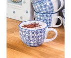 Nicola Spring Patterned Porcelain Cappuccino Cups and Saucers - 3 Designs, 250ml - Set of 6