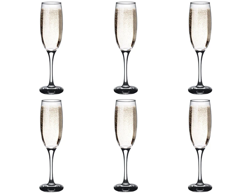 Argon Tableware Champagne Flutes - Gift Box of 6 Glasses - 220ml - 7.7oz