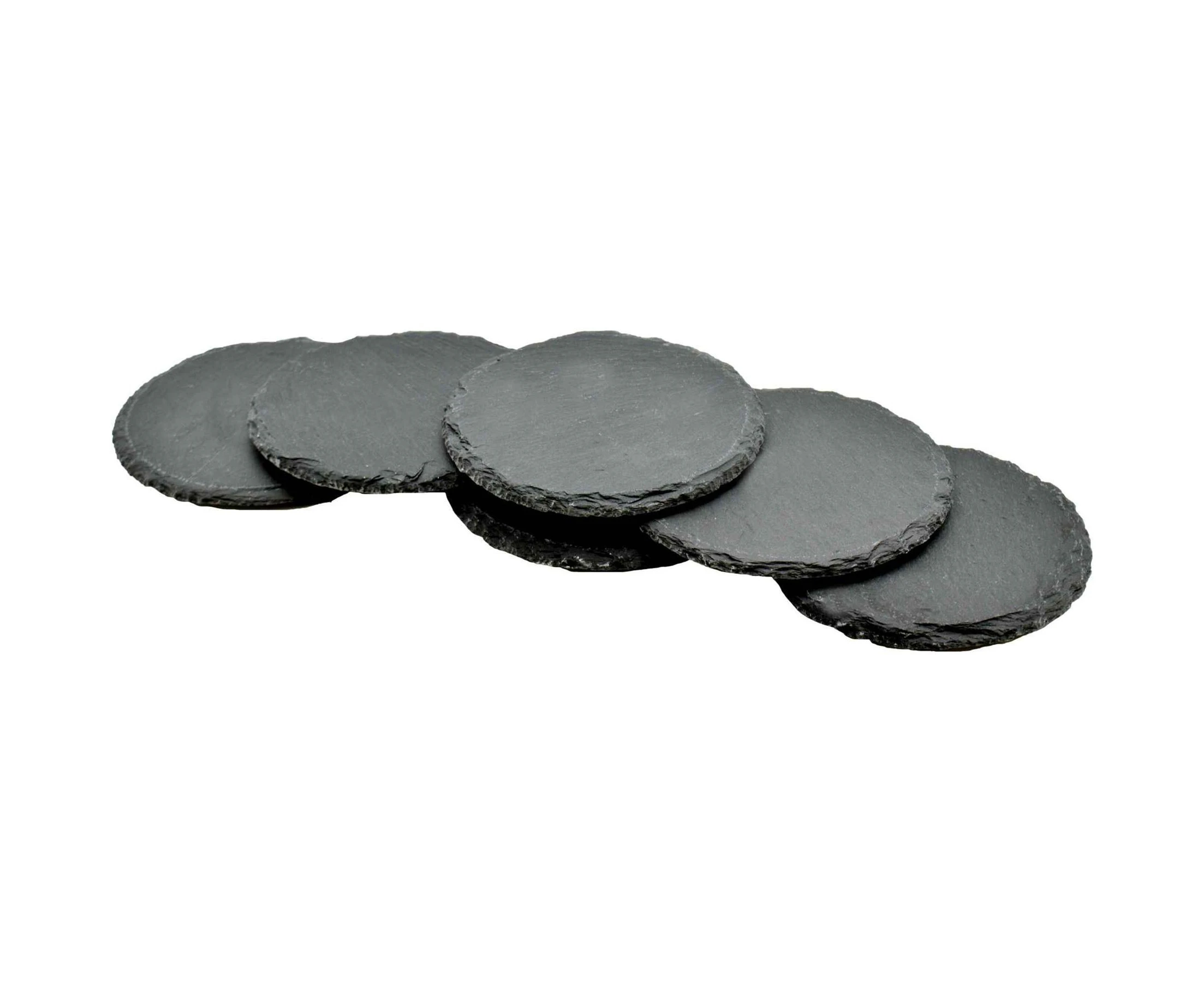 Argon Tableware Round Natural Slate Drinks Coasters - 10cm - Set Of 6