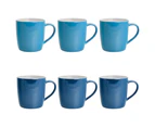Argon Tableware Tea Coffee Ceramic Contemporary Coloured Mugs - 340ml - Blue & Navy - Set of 6