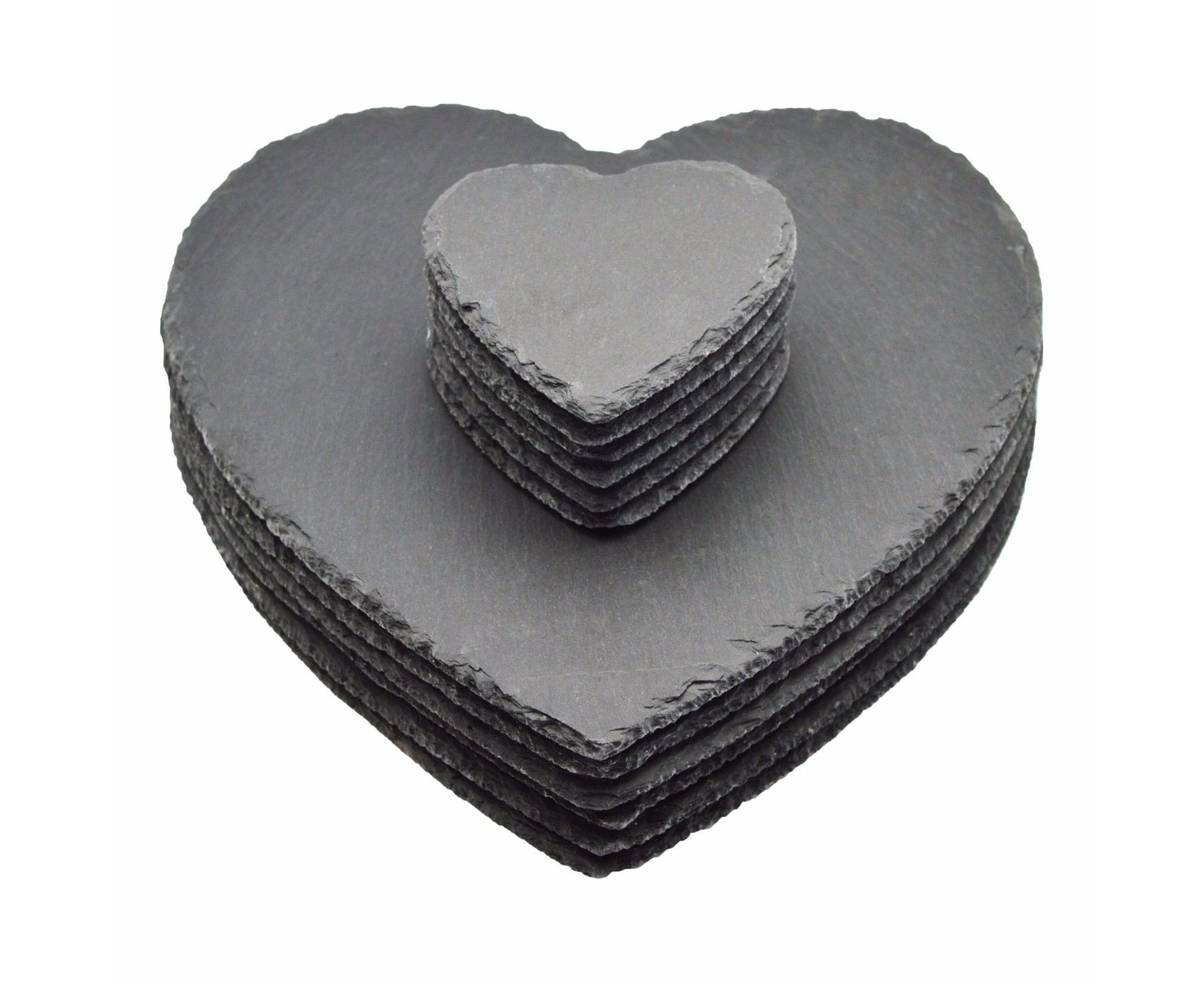 Argon Tableware Heart Shaped Natural Slate Dining Set - 6 Coasters & 6 Placemats