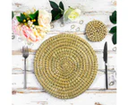Argon Tableware Woven Water Hyacinth Weave Placemats & Coasters - Palm Leaf - Set of 12