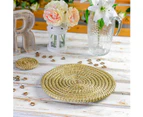 Argon Tableware Woven Water Hyacinth Weave Placemats & Coasters - Palm Leaf - Set of 12