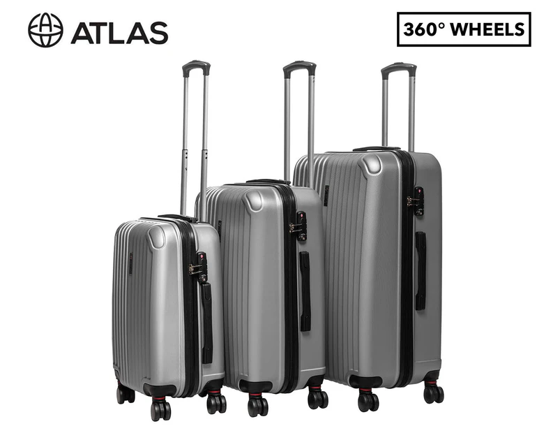 Atlas Hard Shell 3-Piece Luggage Set - Silver