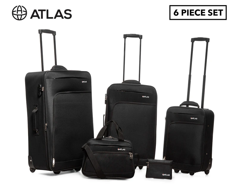 Atlas Soft Shell 6-Piece Explorer Luggage Set - Black