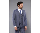 Wessi Slimfit 3 Piece Plaid Navy Blue Vested Suit