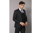 Wessi Slimfit 3 Piece Black Checked Linen Suit