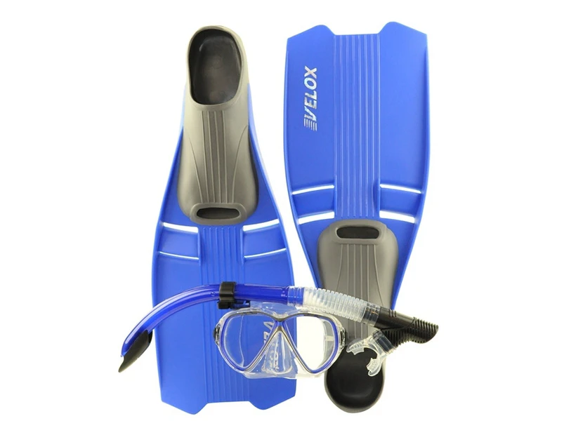 IST YOUTH Size 5-6 Snorkelling Mask Snorkel Fins Flipper Set (size AU 5-6 shoe size) Blue
