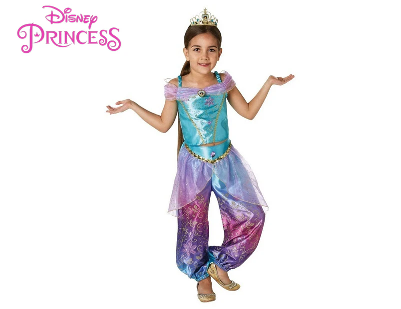 Disney Girls' Princess Jasmine Rainbow Deluxe Costume - Purple/Blue