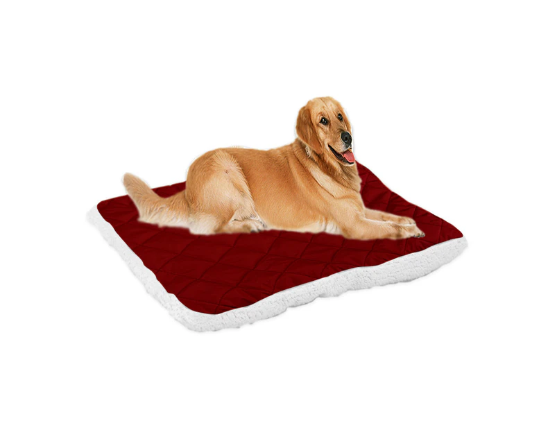 Plush Pet Mat Soft Comfortable Warm Dog Bed - Dark Red