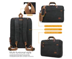 CoolBELL 17.3 Inches Convertible Laptop Messenger Bag Shoulder Bag Canvas Backpack-Canvas Black