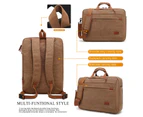 CoolBELL 17.3 Inches Convertible Laptop Messenger Bag Shoulder Bag Canvas Backpack-Canvas Khaki