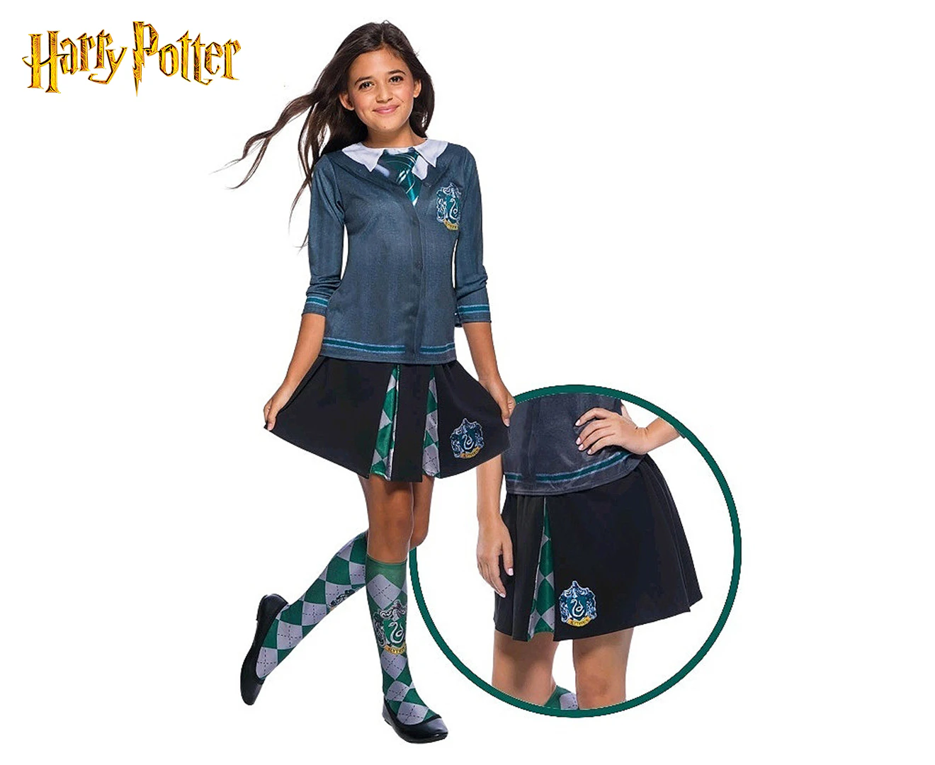 Harry Potter Kids' Slytherin Costume Skirt - Green/Black