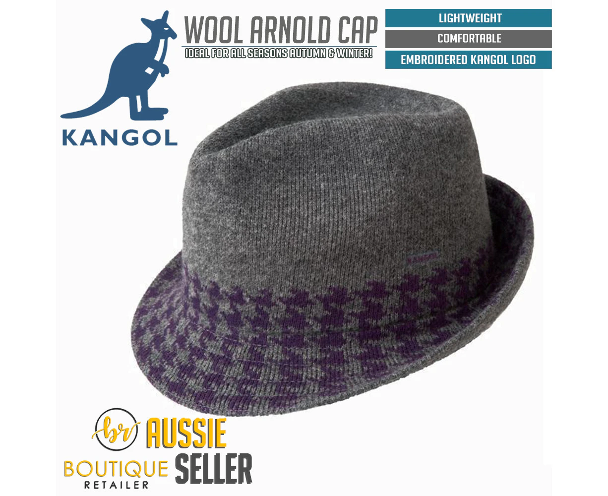 Kangol Hounds Stripe Men's Hat Arnold Lambs Wool Blend Trilby Fedora - Dark Flannel - Dark Flannel